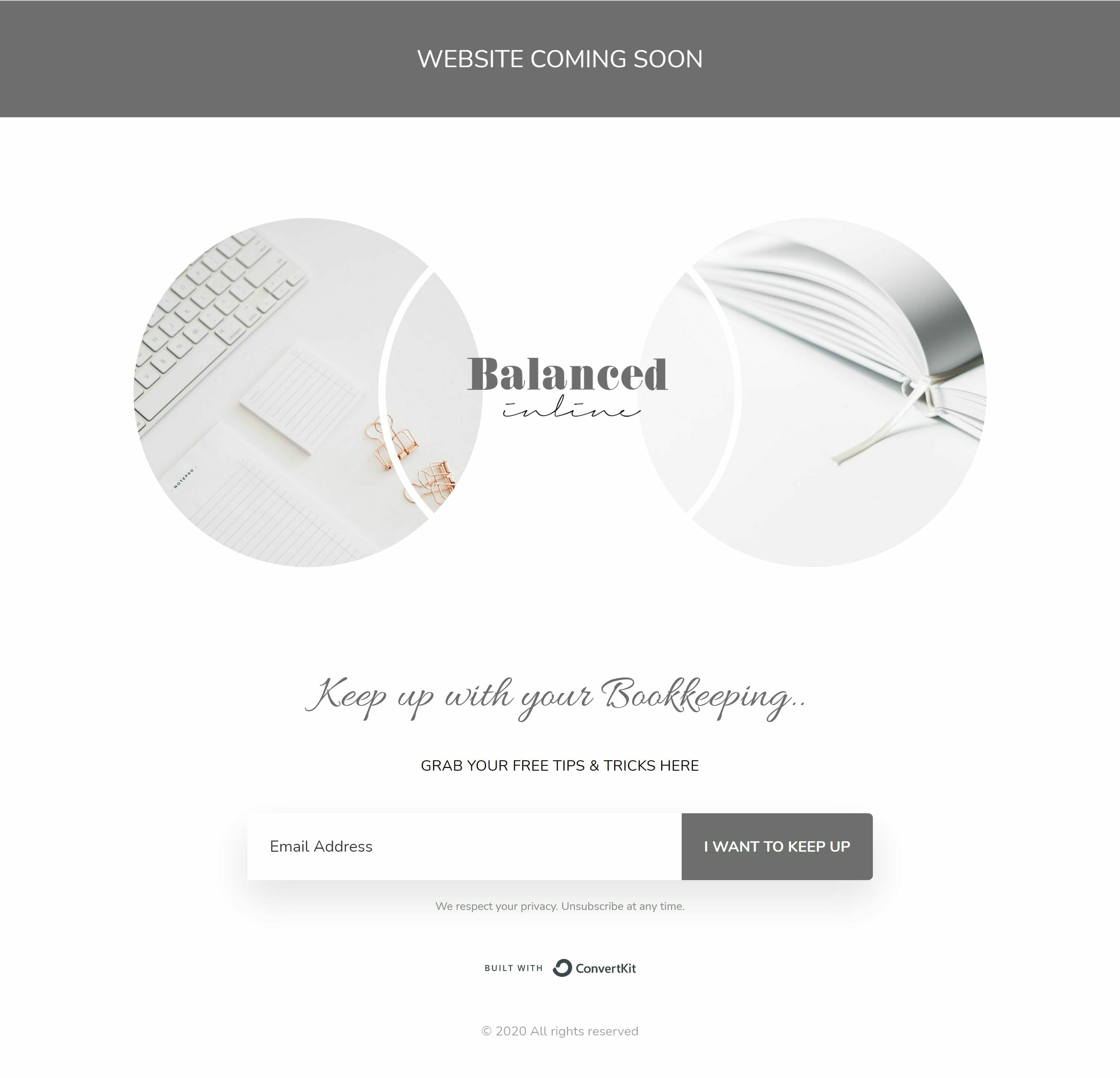 Balanced Inline website before working with A Lined Design